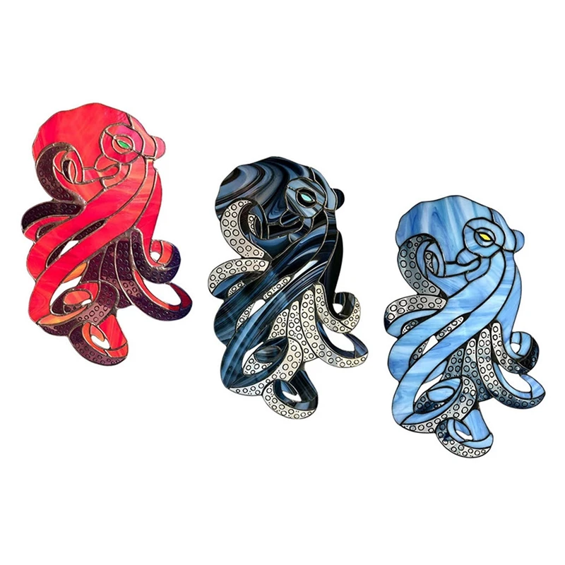 

Octopus Pendant Ornaments Acrylic Octopus Stained Window Hanging Suncatcher Decor For Home Window Yard Decor