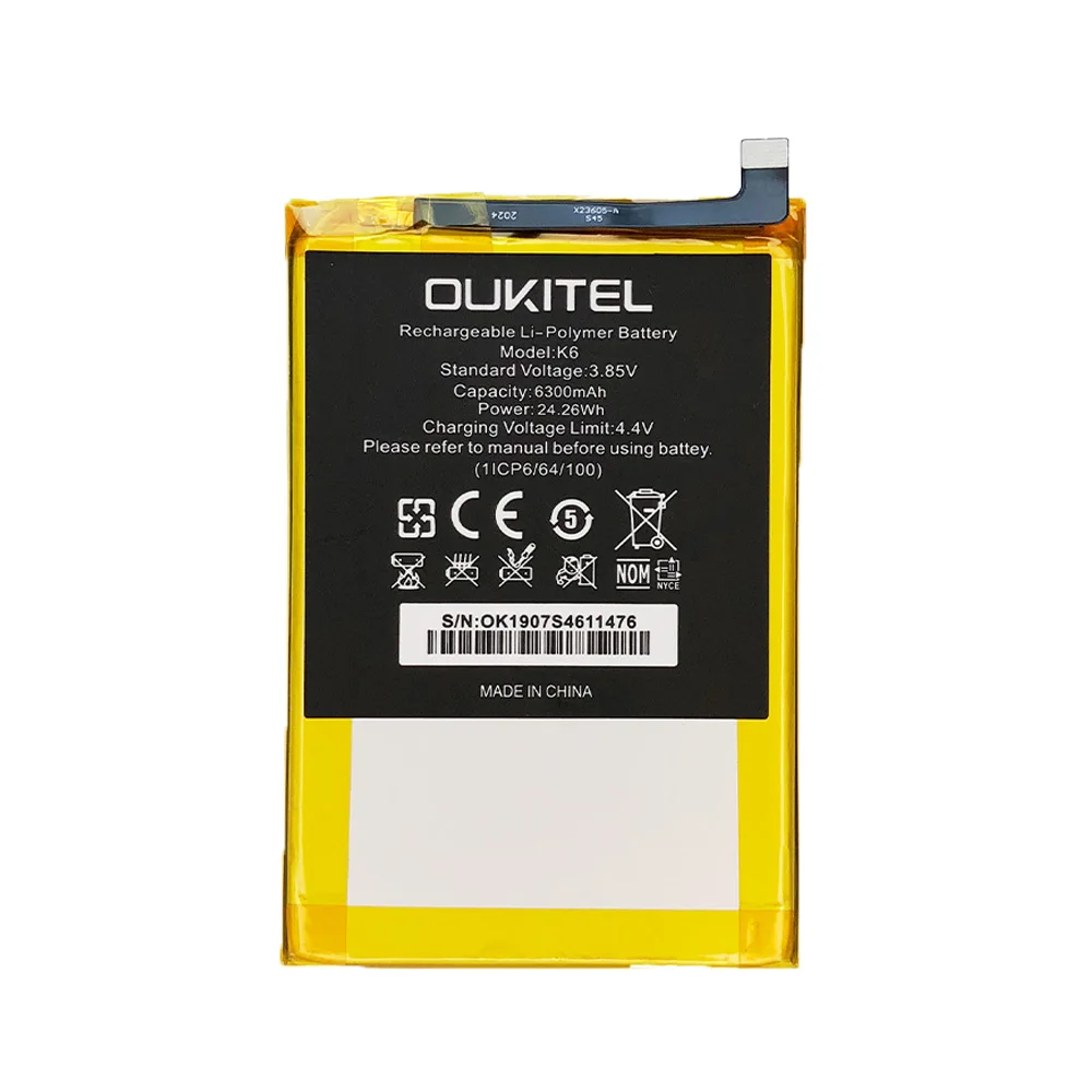 

Аккумулятор для Oukitel K6 K 6, 2 шт./лот, 3,85 В, 6300 мАч
