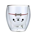 Креативная двухслойная кофейная кружка, милая стеклянная мультяшная детская молочная чашка с изображением Сиба-ину, Женская кружка для молока, забавная красная кружка Сиба-ину