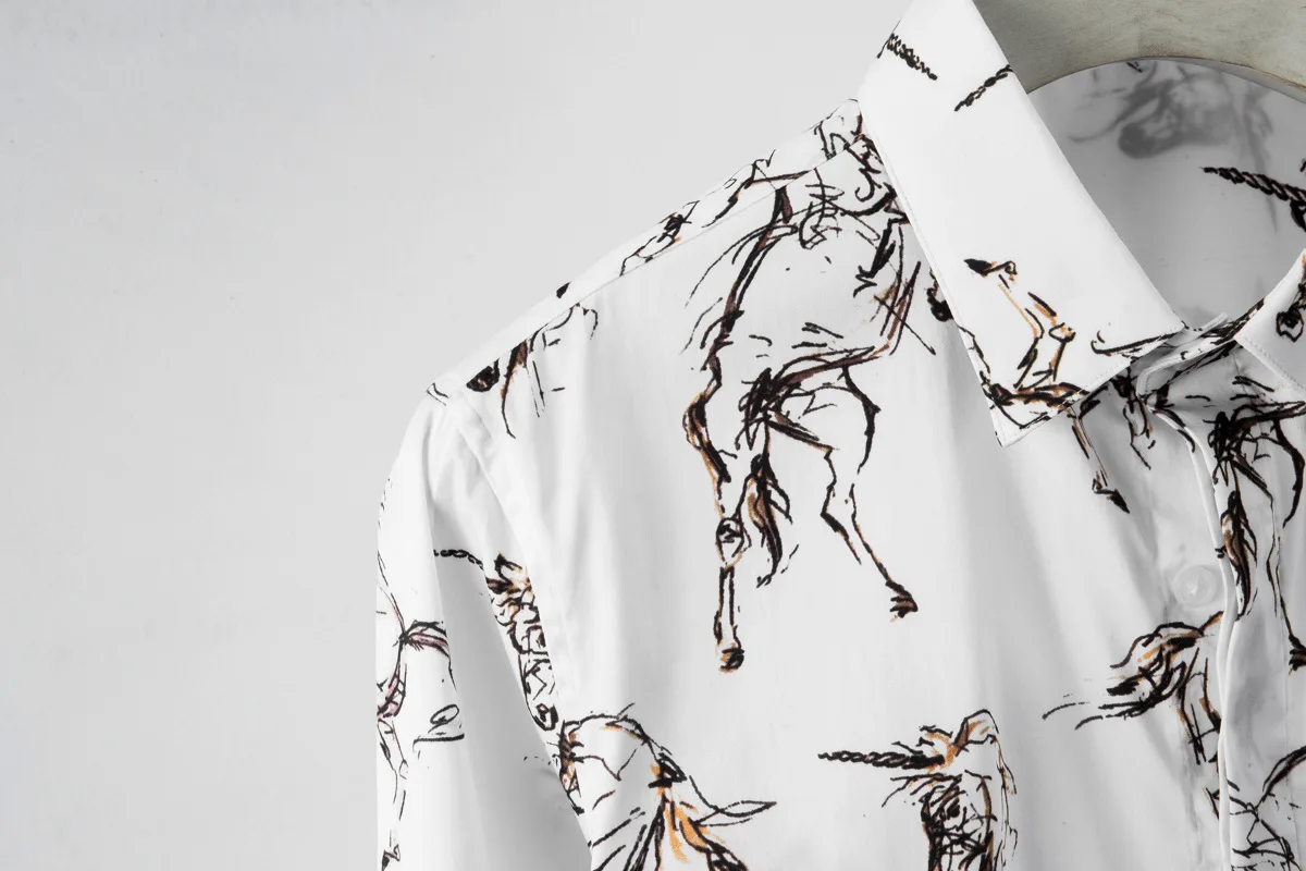 Minglu протектор хлопковые мужские футболки класса люкс с цветочным принтом черно