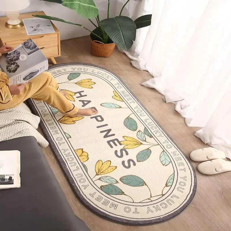 

Fashion Plant Printed Nordic Carpet Bedroom Girl Bedside Carpet Household Sleepable Sitting Bedside Rug Room Carpet Thickening