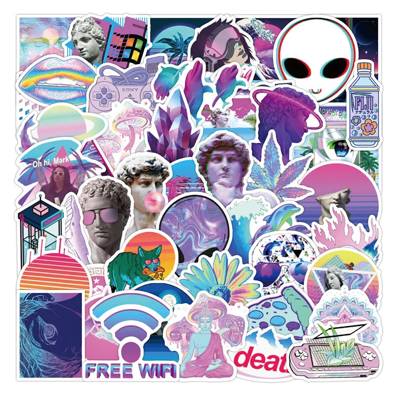 50 шт./упак. с рисунком из мультфильмов в стиле ретро Паровая волна наклейки