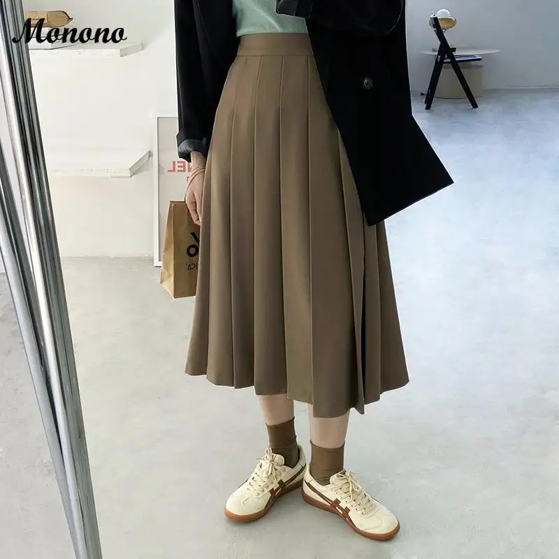 

Юбка женская однотонная плиссированная до середины икры, с высокой талией