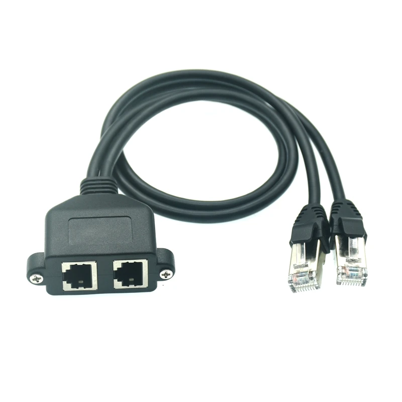 

Двойной удлинитель RJ45 штекер-гнездо RJ45 винтовое крепление для панели Ethernet LAN Сетевой удлинитель Cate5/6 кабелей 50 см