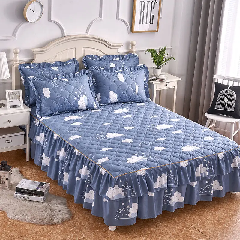 

Высококачественное утолщенное постельное белье, современный комплект постельного белья с цветочным принтом и оборками, постельное белье п...