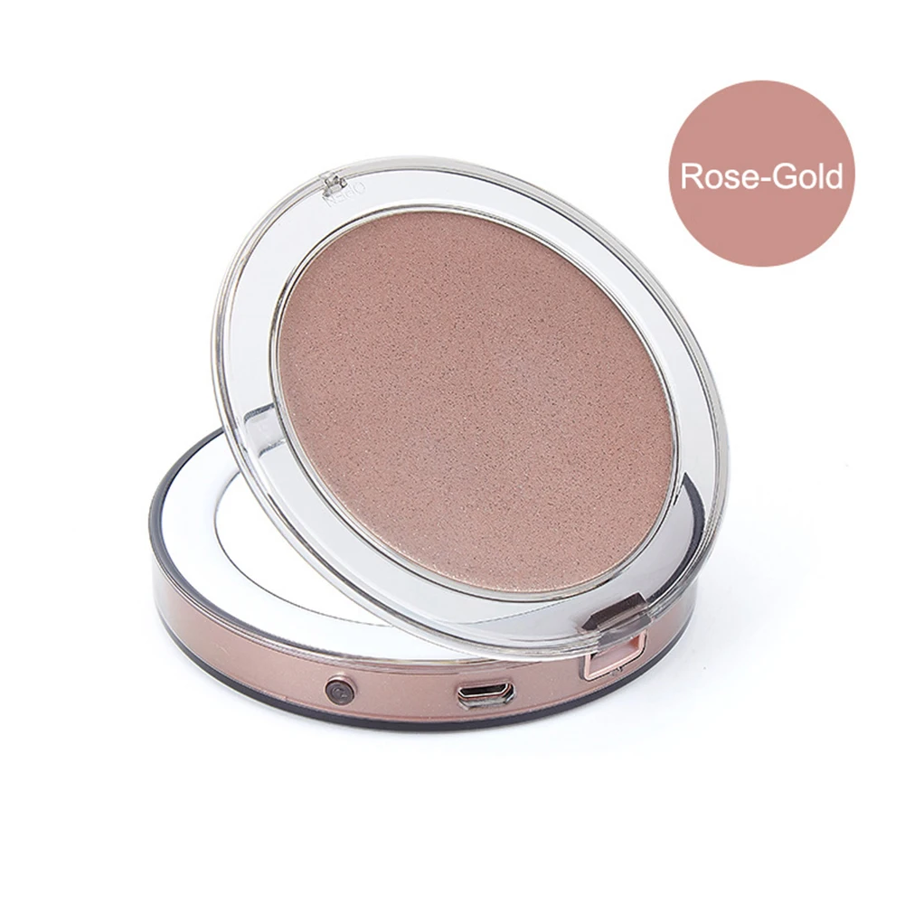 rose gold Светодиодный косметическое мини-зеркало с подсветкой 3X увеличительное компактное портативное Сенсорное зеркало для макияжа - Цвет: rose gold