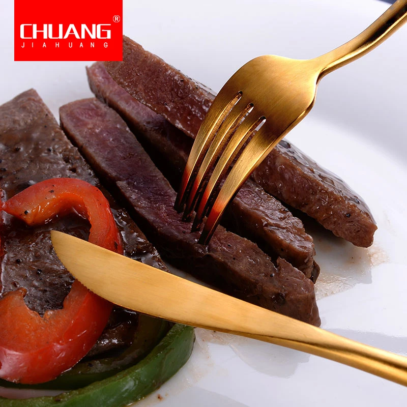 1 шт. Золотая твердая посуда вилка нож ложка из нержавеющей стали столовая