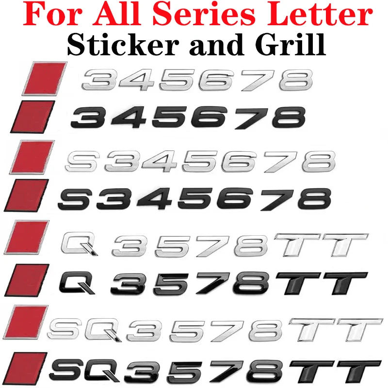 

3D Car Stickers Decals Front Hood Grill Emblem for S3 S4 S5 S6 S7 S8 TT SQ3 SQ5 SQ7 SQ8 RS3 RS4 RS5 RS6 RS7 RS8 TTS TTRS RSQ7 A3