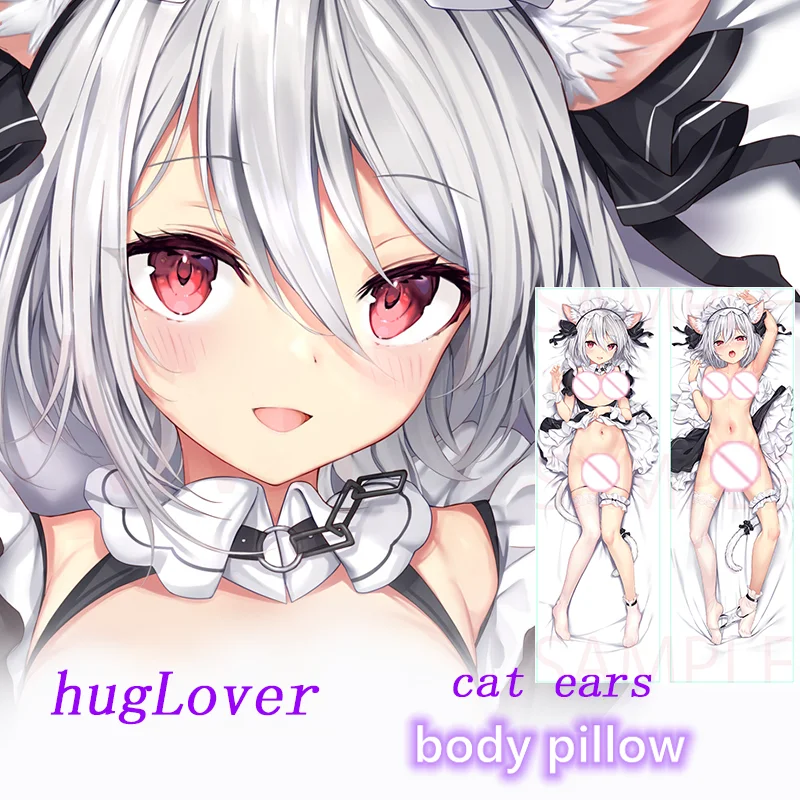 Подушка для тела Dakimakura с кошачьими ушками Loli Двусторонняя наволочка принтом в