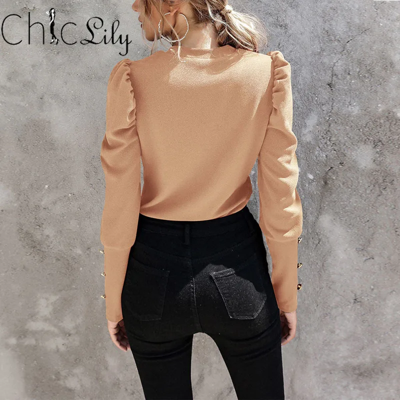 

Chiclily Elegant Slim T-Shirt Long Sleeve Round Neck T Shirt for Women Casual Fashion Tee Simple Women Tops Outfits Solid Color