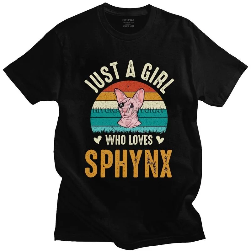 Кавайная футболка с надписью Just A Girl Who Loves Sphynx Cat Мужская короткими рукавами