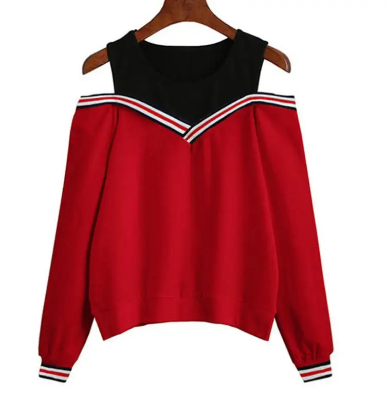 

New autumn fashion fake two-piece color matching strapless sweatshirt women
