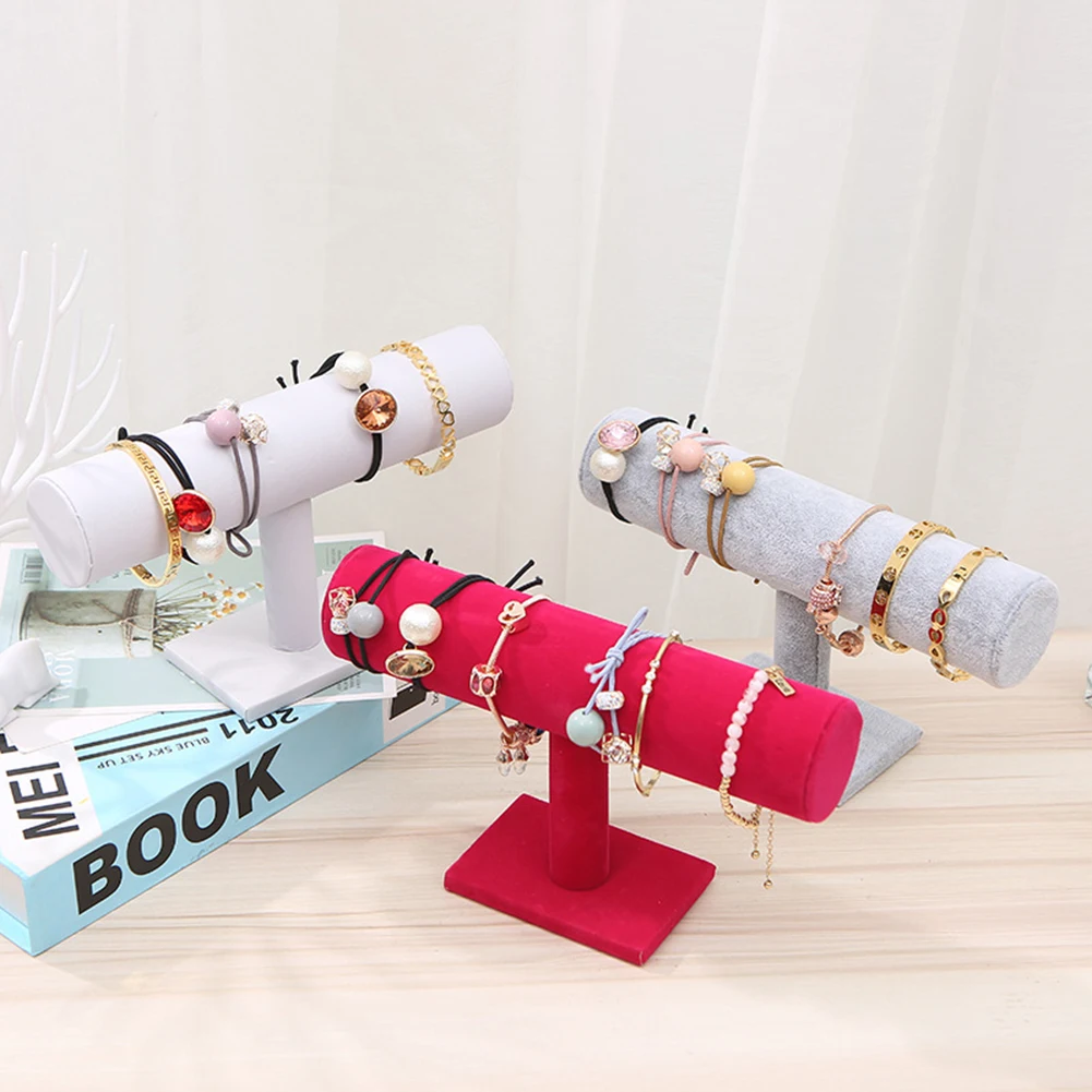 Винтажный портативный вельветовый браслет Т-образная стойка органайзер для