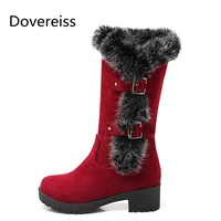 dovereiss fashion female boots elegant new sexy round toe snow boots knee high boots consice buckle big size 40 41 42 43