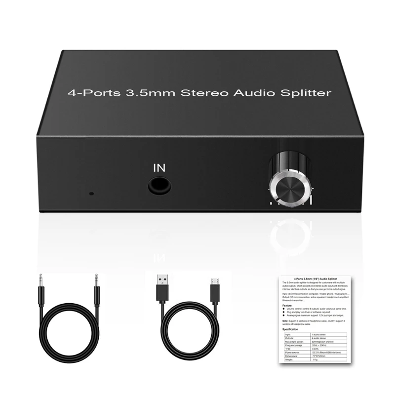 

2022 New Multi Headphone Splitter wtih Volume Control 3.5mm Stereo Amplifier 4-Way 3.5mm Stereo Splitter