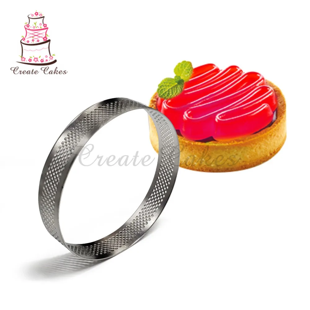 1pc Round Mousse Mould Seamless Tart Ring Stainless Steel Perforated Cake Circle Cupcake Mold Decorating Tool Bakeware | Дом и сад