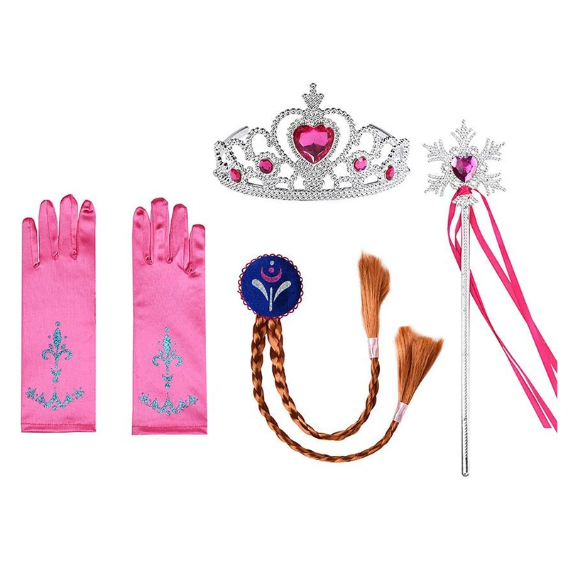 set pink Платье принцессы Эльзы из мультфильма «Холодное сердце» для девочек; одежда для рождественской вечеринки; костюм Анны и Эльзы; платья для маленьких девочек - Цвет: set pink