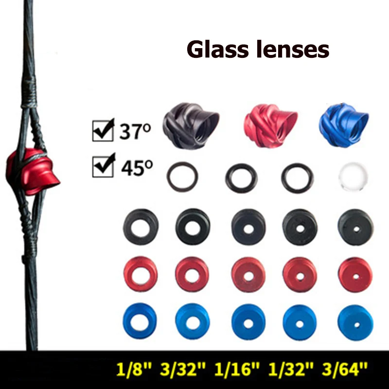 TP516 Glass Lenses 37/45 Degree Compound Bow Peep Sight 6 Time Aluminum Housing Clarifier Aperture 1/32 3/64 1/16 for Archery
