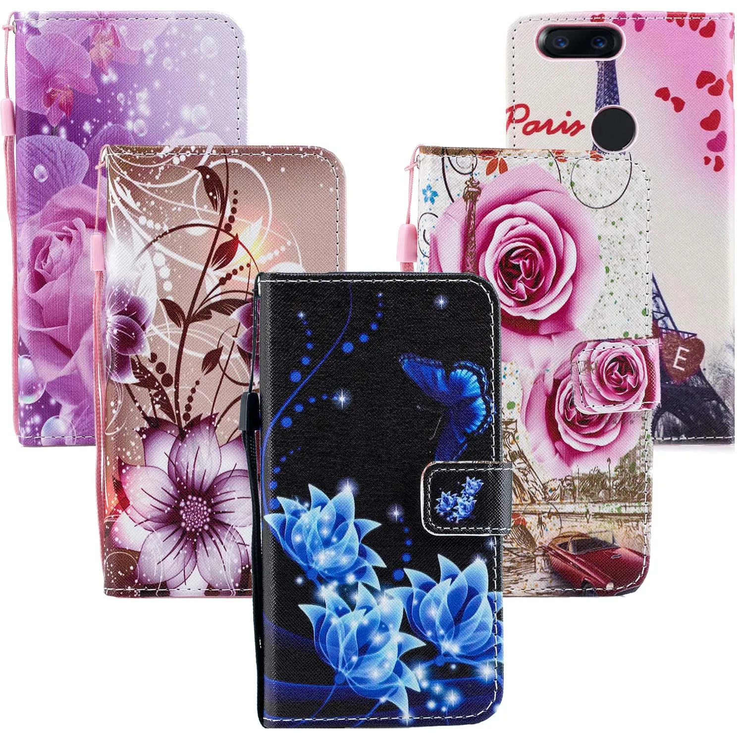 One Plus 5T 6T 7 кожаный чехол с цветком для Oneplus Pro A6010 A6013 A5010 откидной Чехол 1 + 7Pro кошелек