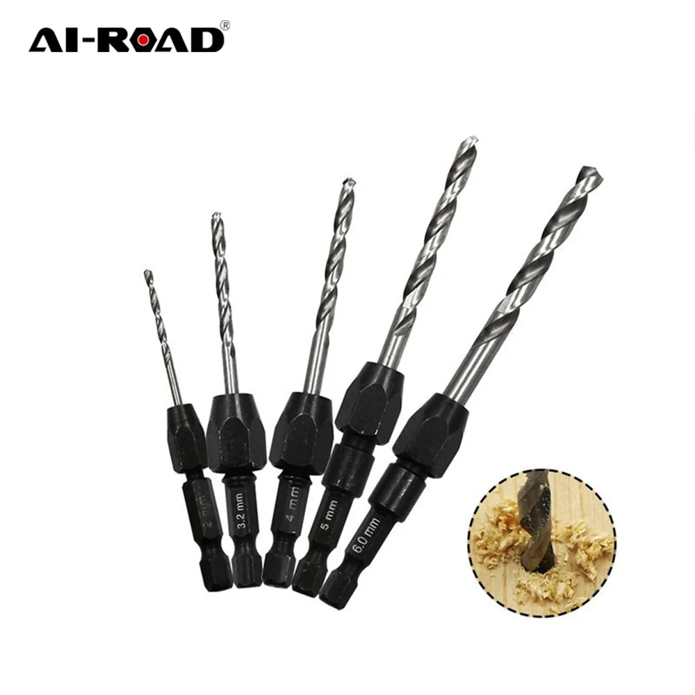 

Набор быстросменных сверл, 5 шт., Быстросменные сверла из быстрорежущей стали HSS 6542 с шестигранным хвостовиком, от 2 мм до 6 мм