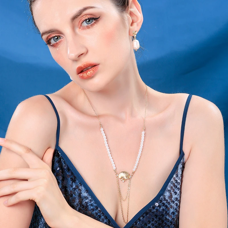 Простое дизайнерское ожерелье золотого цвета с регулируемой ракушкой для женщин