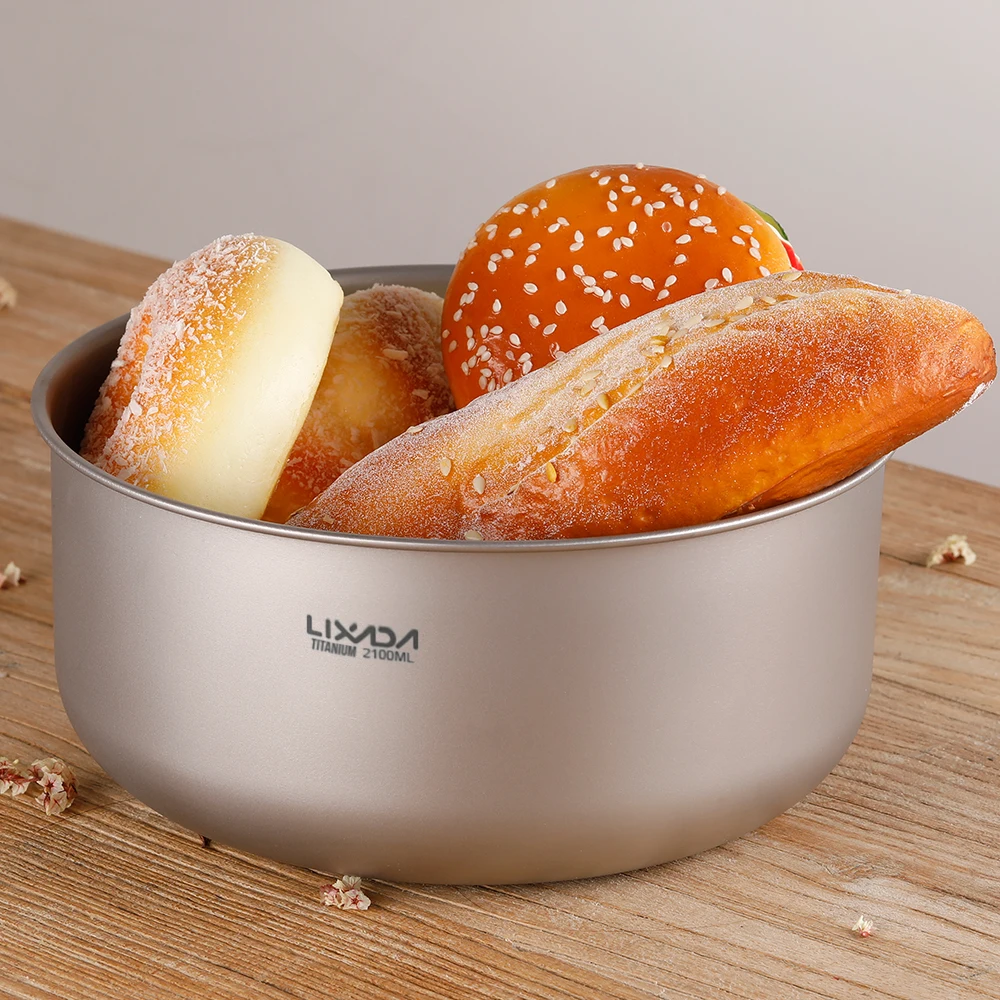 

Lixada 2100ml Titanium Stockpot Soup Pot Pan Saucepan Home Kitchen Outdoor Camping Backpacking Titanium Cookware