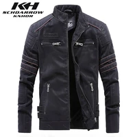 mens leather jackets autumn winter mens fashion stand collar locomotive leather coat casual embroidered pu leather jacket male