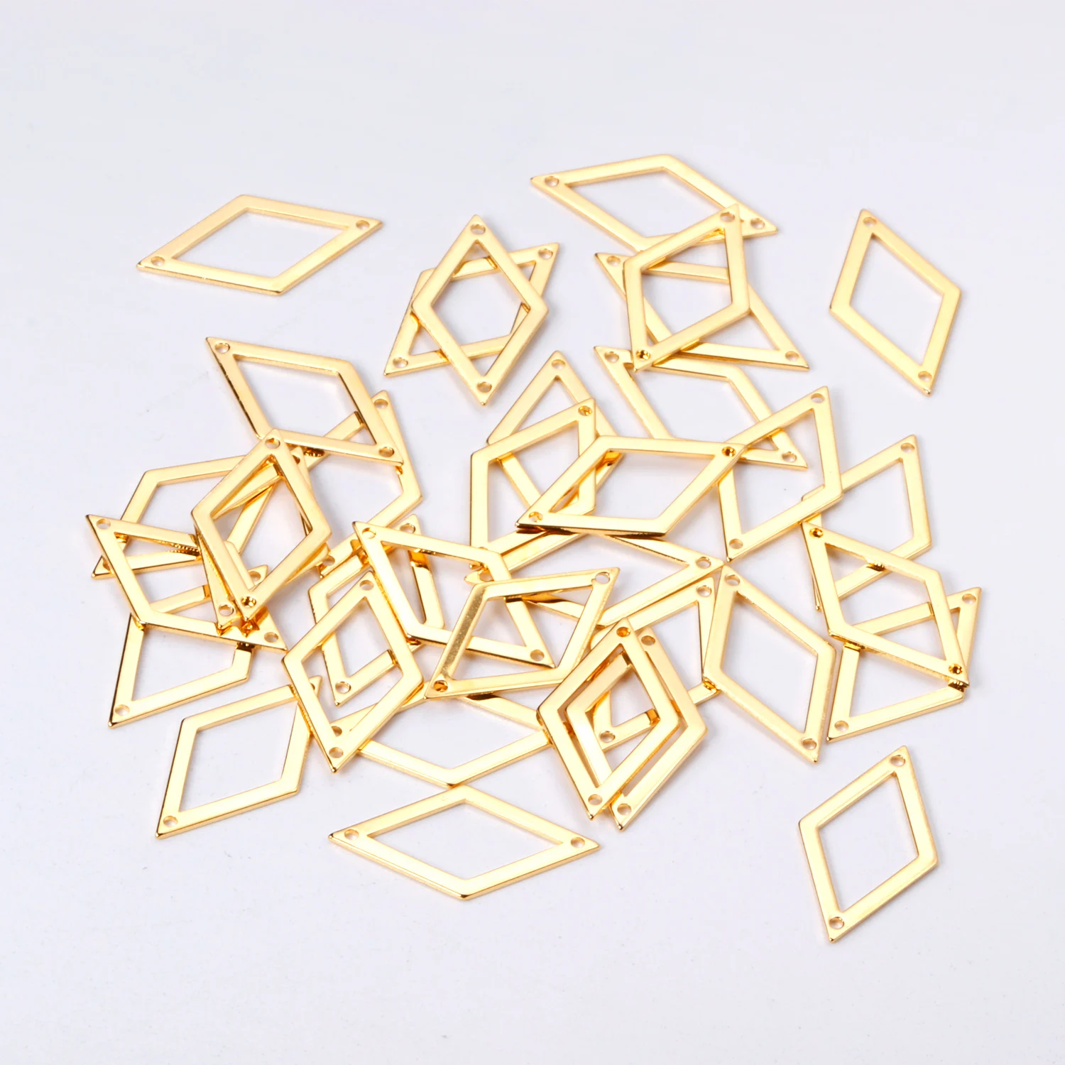 

100 Pcs/Lot Rhombus Hollow Out Charms Extend Connector Charm With Holes Pendant Stainless Steel For Jewelry Making Supplies