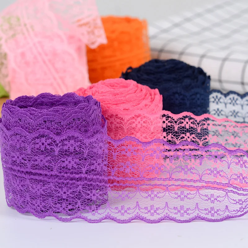 

4.5cm*10yards colorful soft lace trims for clothes Sewing lace trimming and ribbon DIY clothes accessories lace fabrics