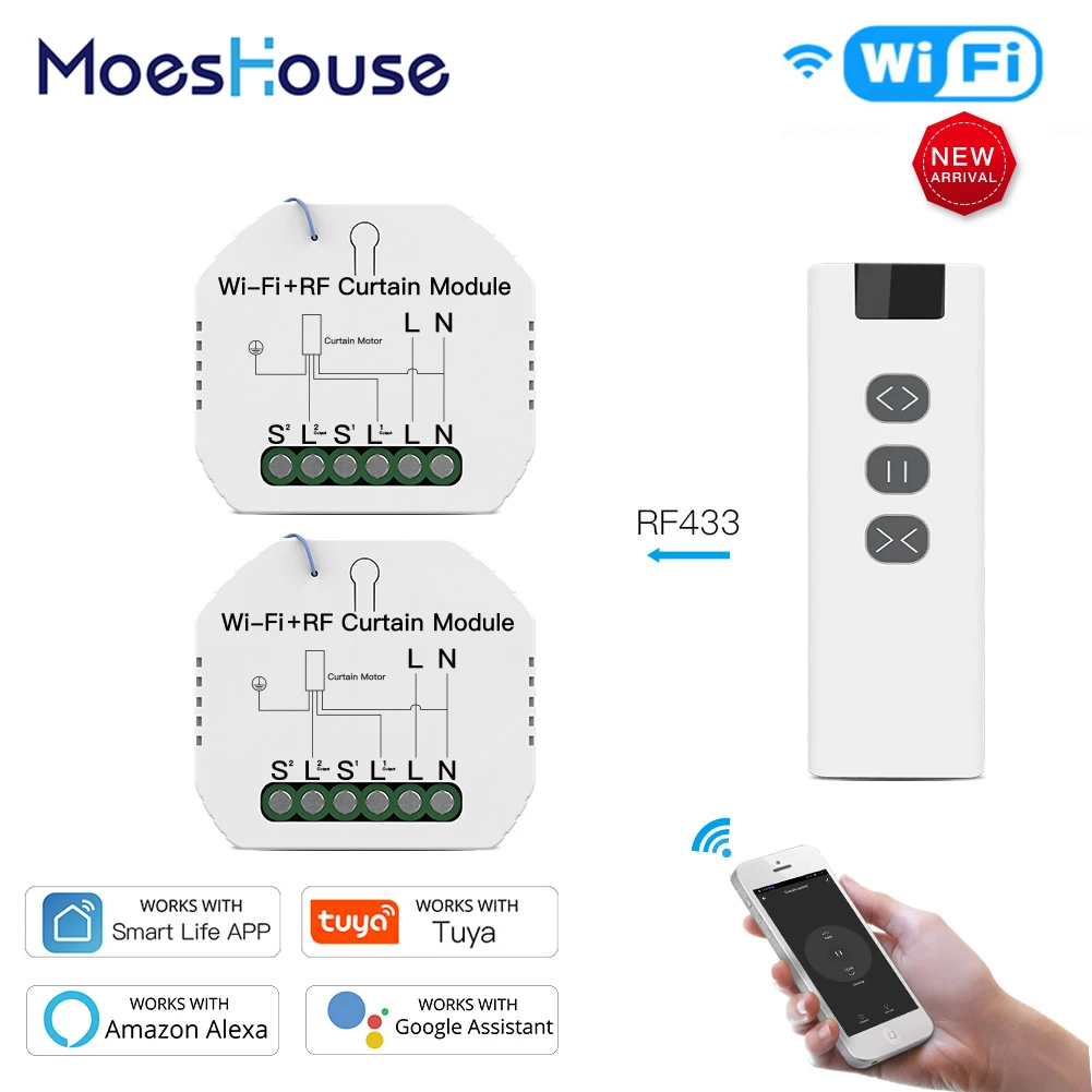 

Переключатель для штор Tuya Smart Life с Wi-Fi и дистанционным управлением