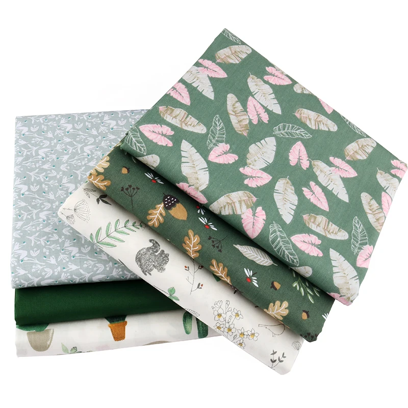 Nanchuang 6pcs/lot Green Floral Fabric Diy Handmade Sewing Quilting Fat Quarters Patchwork Cloth For Baby Children 40x50cm | Дом и сад