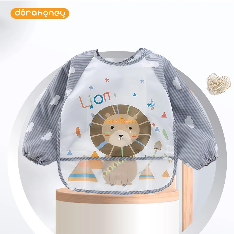 Детский водонепроницаемый фартук с длинным рукавом и милым рисунком |