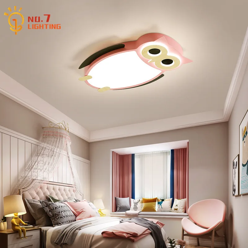 

Warm Cartoon Animal Owl Ceiling Lamp Black/pink LED Light Fixtures Boys/Girls/Kids Room Kitchen Bedroom Dining Room Balcony