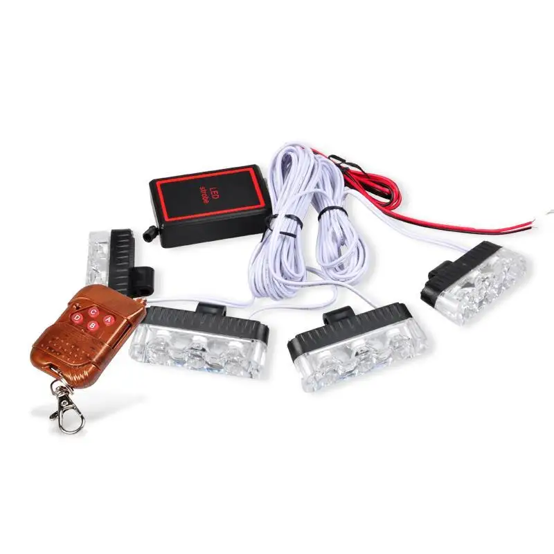 

12V 4*4 LED Car Truck Emergency Strobe Light Remote Wireless Control Light Flash Signal Fireman Police Beacon Warning Light