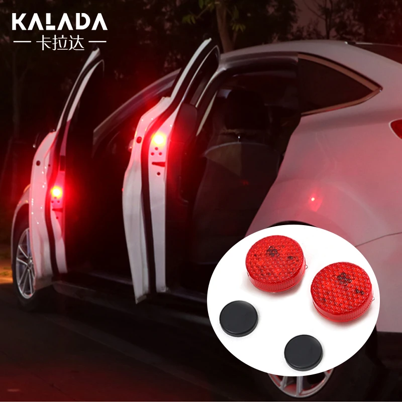 

2pcs car led lights door anti-collision lamp for passers-by warning caution magnet auto flashing strobe lights with battery red