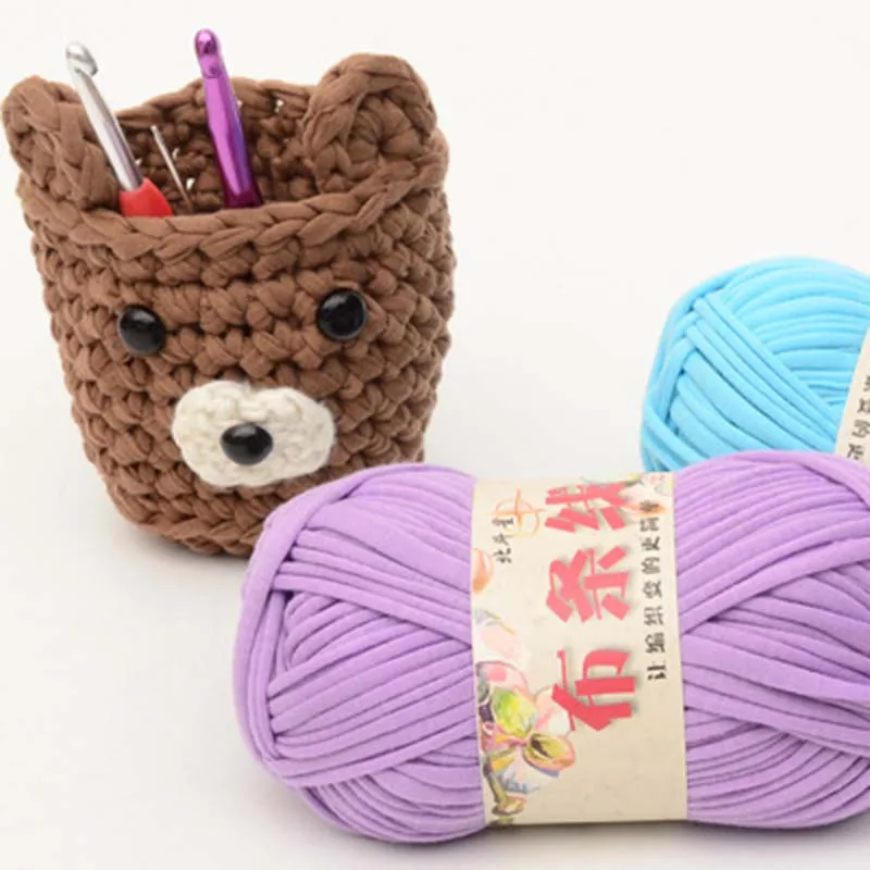 100 г/рулон плотная ткань полоса пряжа полиэстер ручная вязка крючком сделай сам