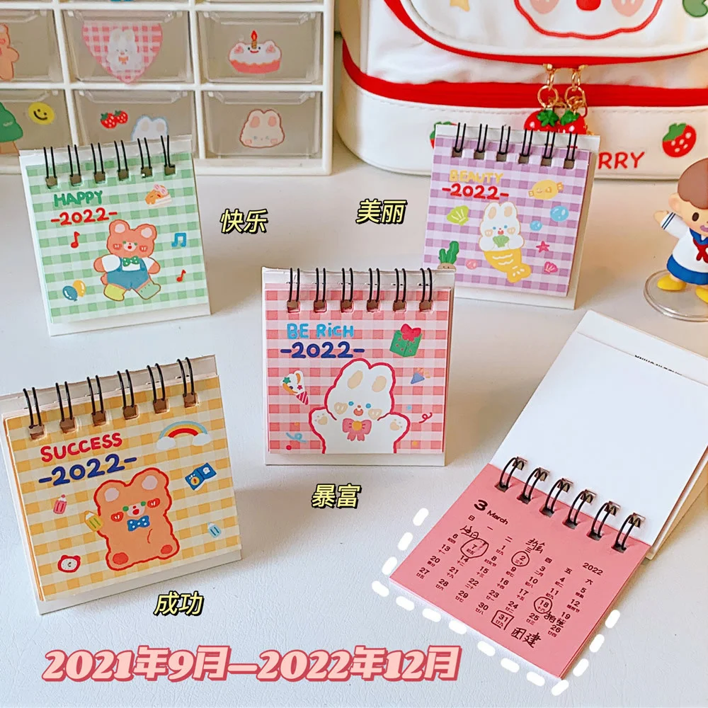 

2022 Agenda Cute Kawaii Cartoon BearMini Desk Calendar Office 365 Printing Products School Office Supplies Pegatinas