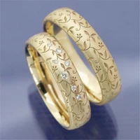 new 2pcs alloy couple elegant flower vine ring set decoration casual engagement wedding party gold ring jewelry gift