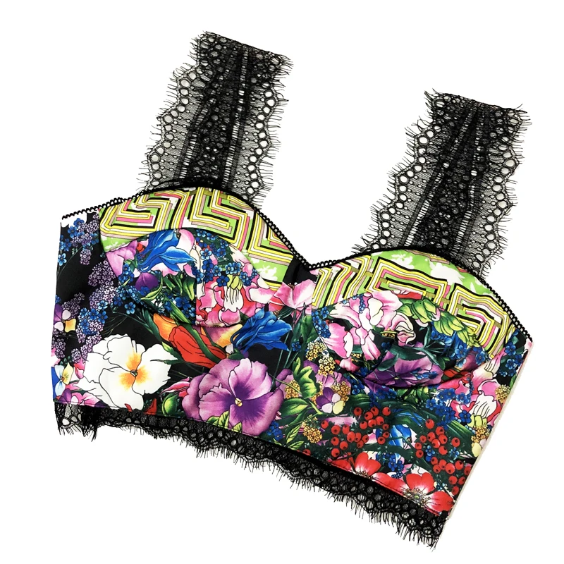 Новинка 2020 женский весенний ретро топ с подвязками и дворным принтом бюстье без