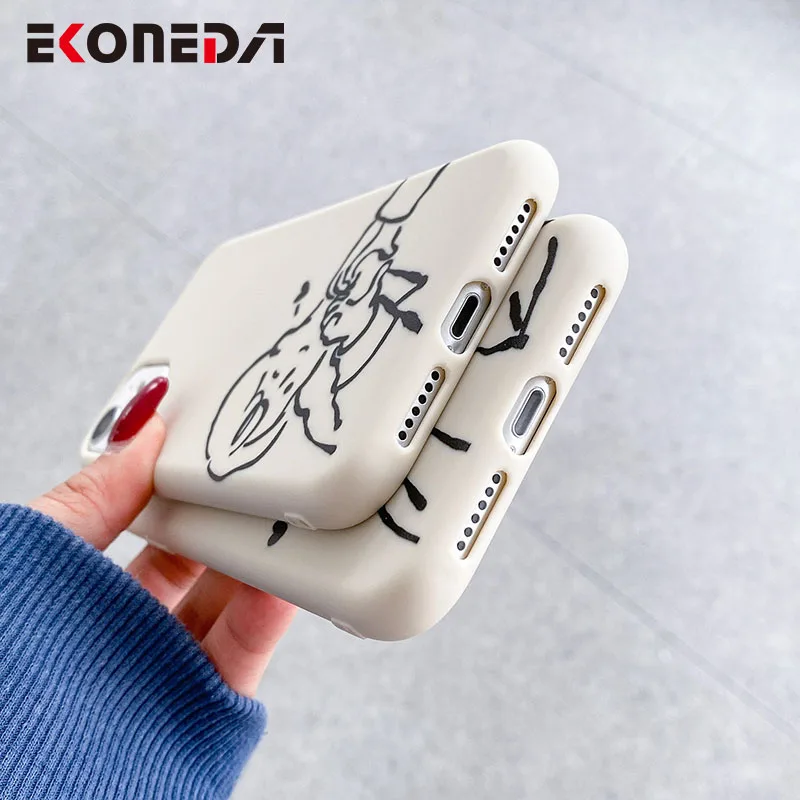 

EKONEDA Protective Soft Case For iPhone 11 12 Pro XS Max XR X 8 7 6S Plus Case Silicone Girl Boy Lovers Couples Back Cover