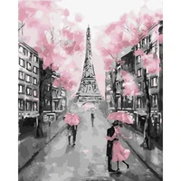 photocustom painting by number pink tower drawing on canvas handpainted art gift diy pictures by number scenery home decor kits