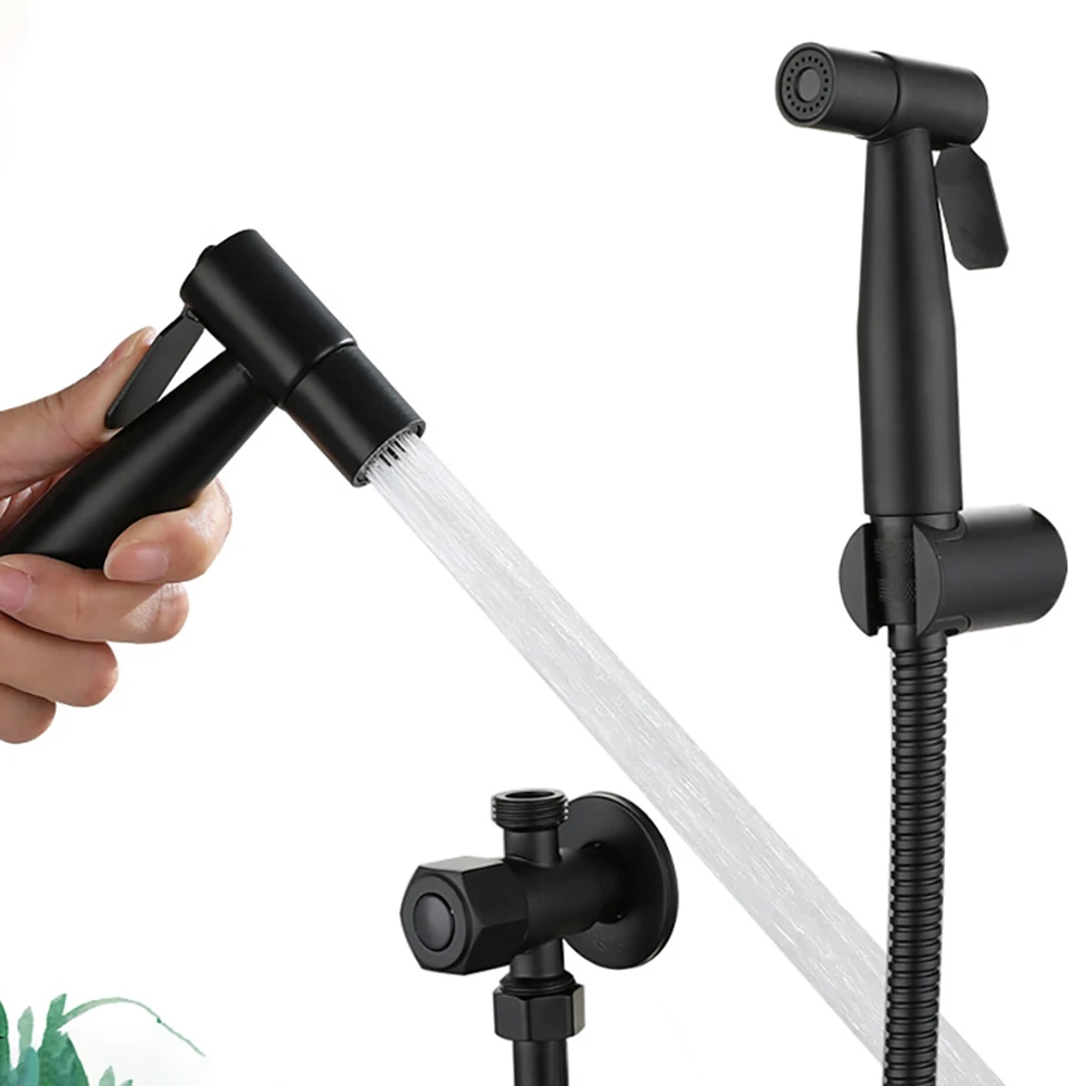 

Черный портативный биде-распылитель из нержавеющей стали, душевая лейка для туалета, Набор смесителей для биде, аксессуары для ванной комна...