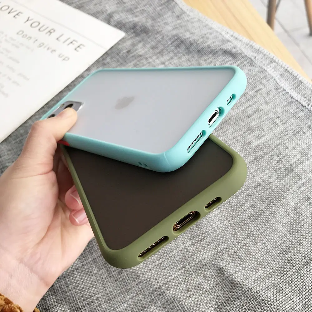 Мятный Гибридный простой матовый бампер чехол для телефона для Iphone 11 Pro Max Xr Xs Max 6s 8 7 Plus противоударный Мягкий ТПУ силиконовый прозрачный чехол