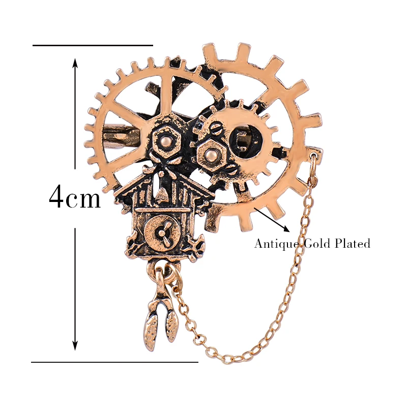 

SINLEERY Unique Design Clock Movement Gear Pin Brooches For Women Female Retro Jewelry Accessories Gifts XZ206 SSK