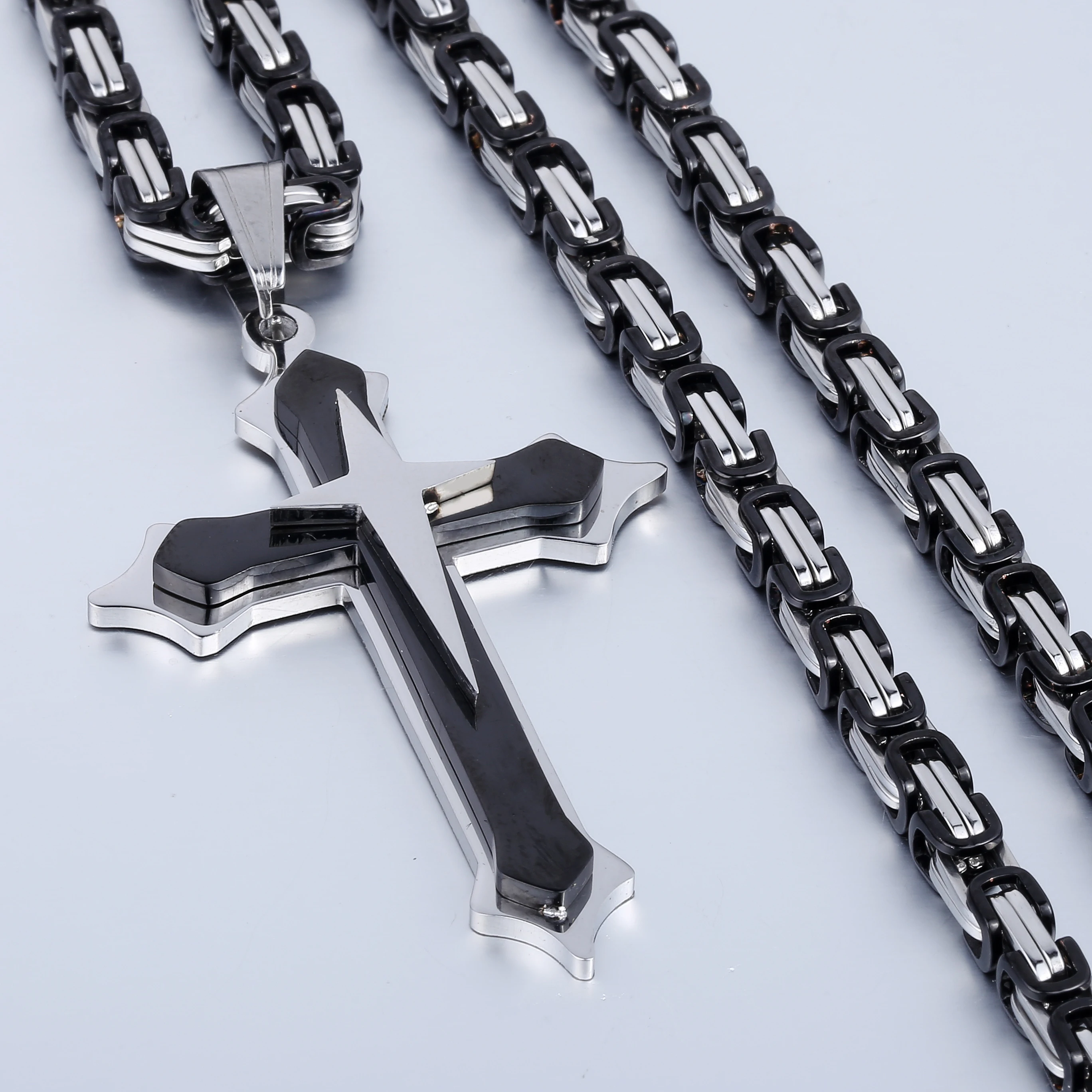 Модное ожерелье из нержавеющей стали 5 мм подвеска в виде креста византийские