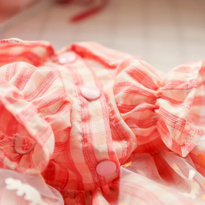 

Pet dog cat dress princess lace button powdered yarn skirt fairy temperament teddy than bear dog costume