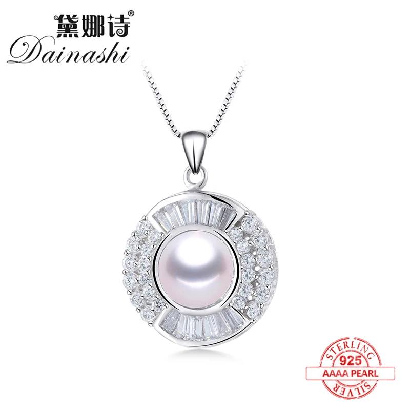 Кулон из 925 серебра женский с натуральным пресноводным жемчугом и кристаллами