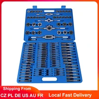 110pcsset tap and die set m2 m18 metric screw nut thread taps wrench dies diy kit heavy duty hand threading tools