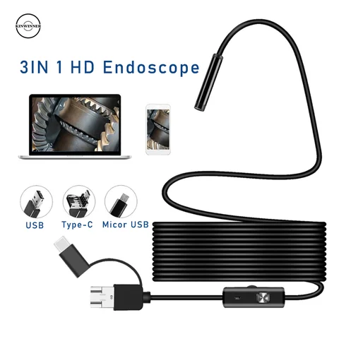Мини HD 3,9 мм мягкий и жесткий эндоскоп камера для компьютера USB Android Тип C эндоскоп камера 5,5, 7 ,8 мм диаметр водонепроницаемый 5 м 10 м