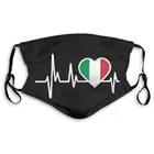 Итальянская маска унисекс против загрязнения с флагом сердцебиения Пылезащитная маска с фильтром черная